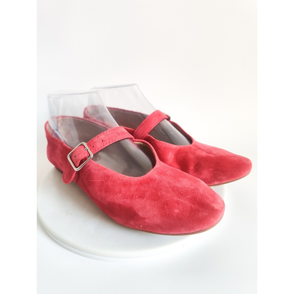 New‎ Steve Madden Flats 6.5 Mary Jane Red Suede Dreaming Buckle Strap Academia